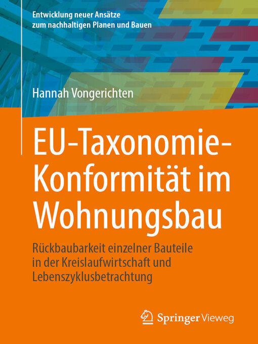 Title details for EU-Taxonomie-Konformität im Wohnungsbau by Hannah Vongerichten - Available